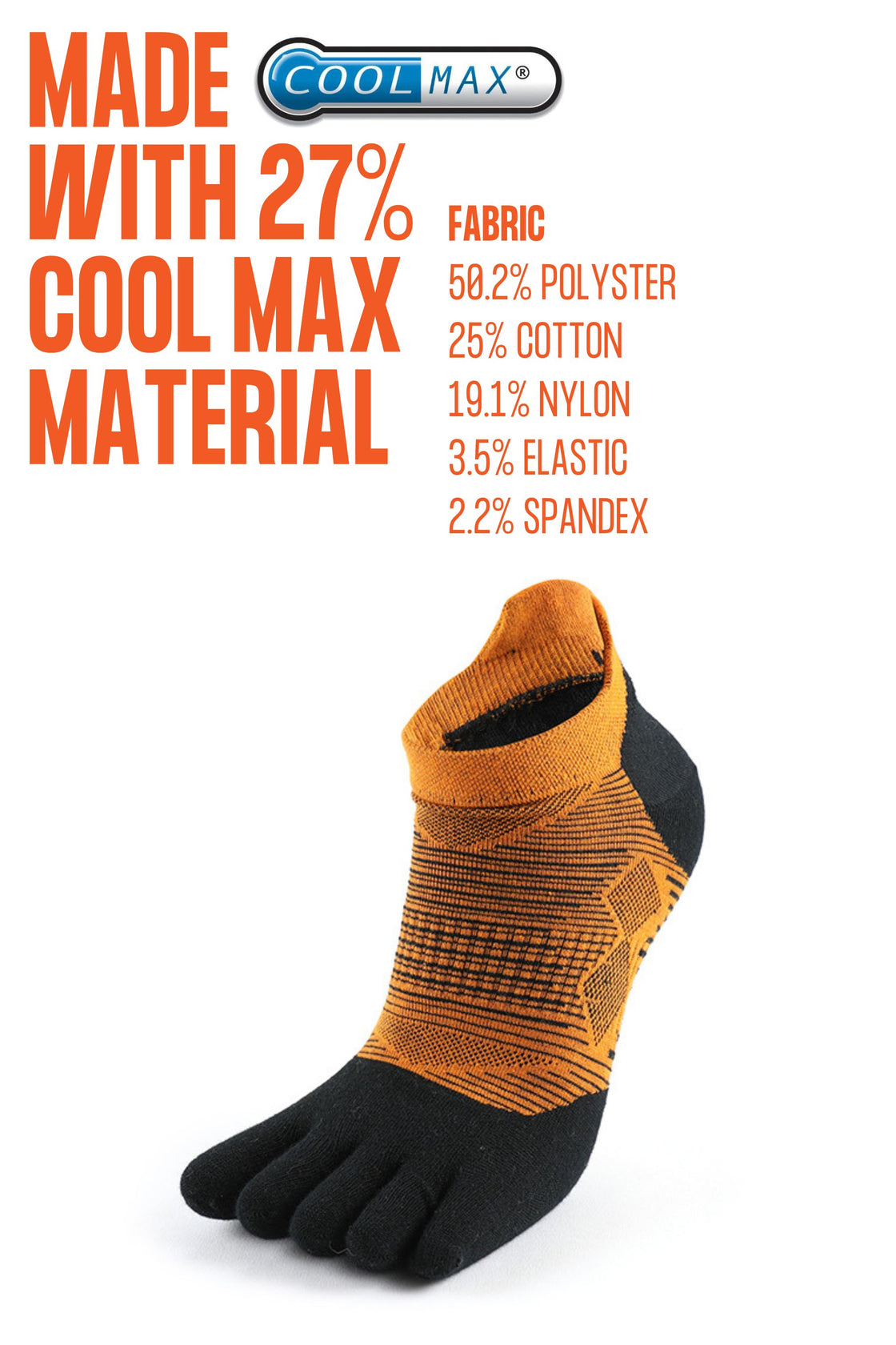 Five Finger Toe Socks - Orange