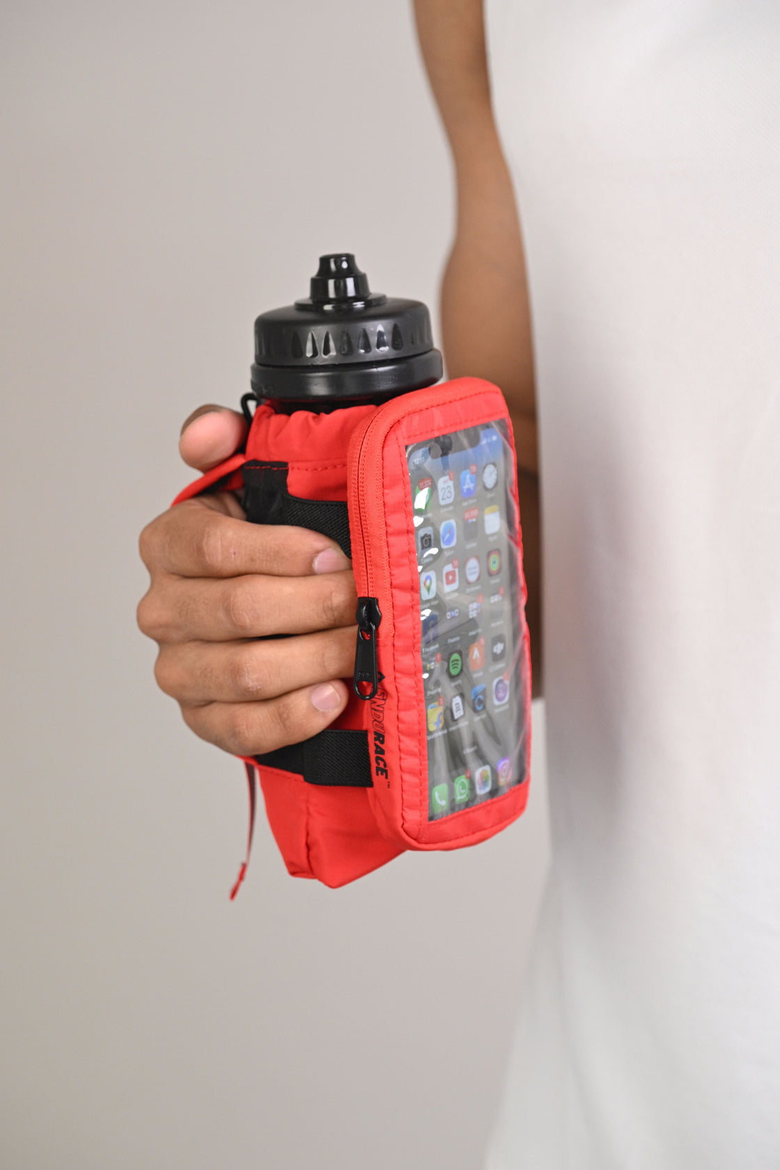 Handheld Flask with Phone Holder - Red