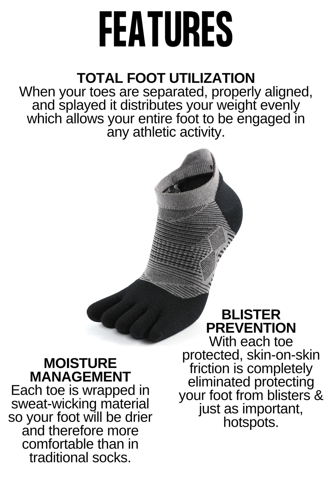 Five Finger Toe Socks - Black