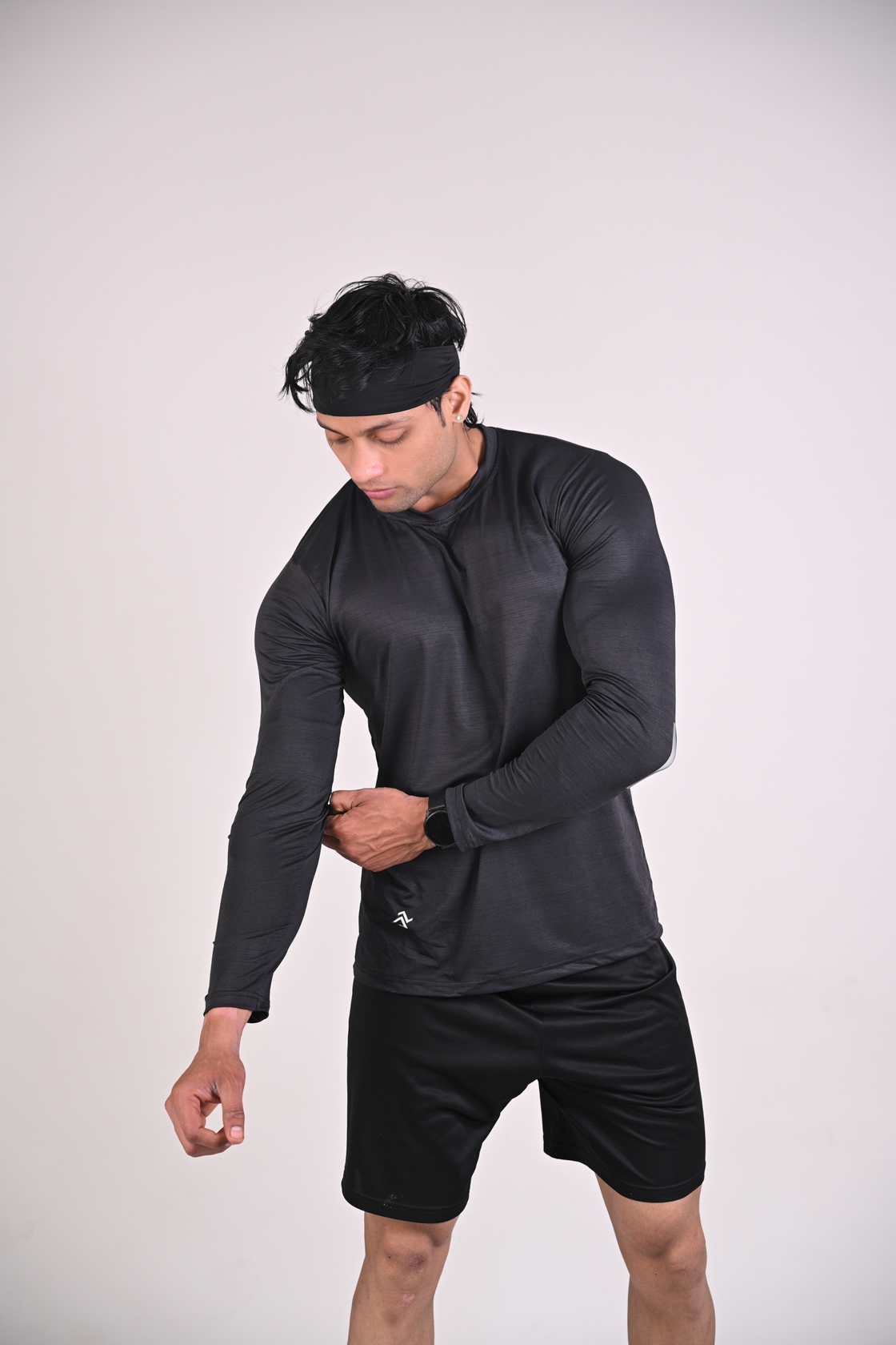 Men's Solid Full Sleeves T shirt - Black