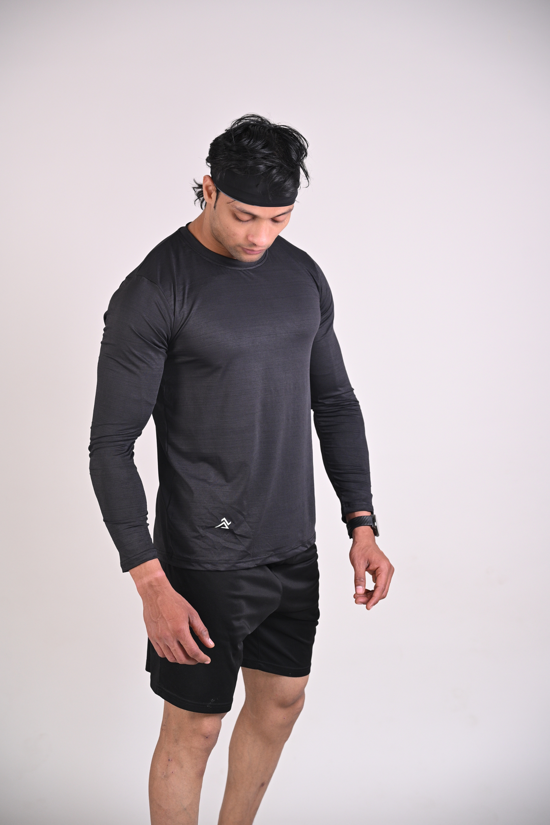 Men's Solid Full Sleeves T shirt - Black