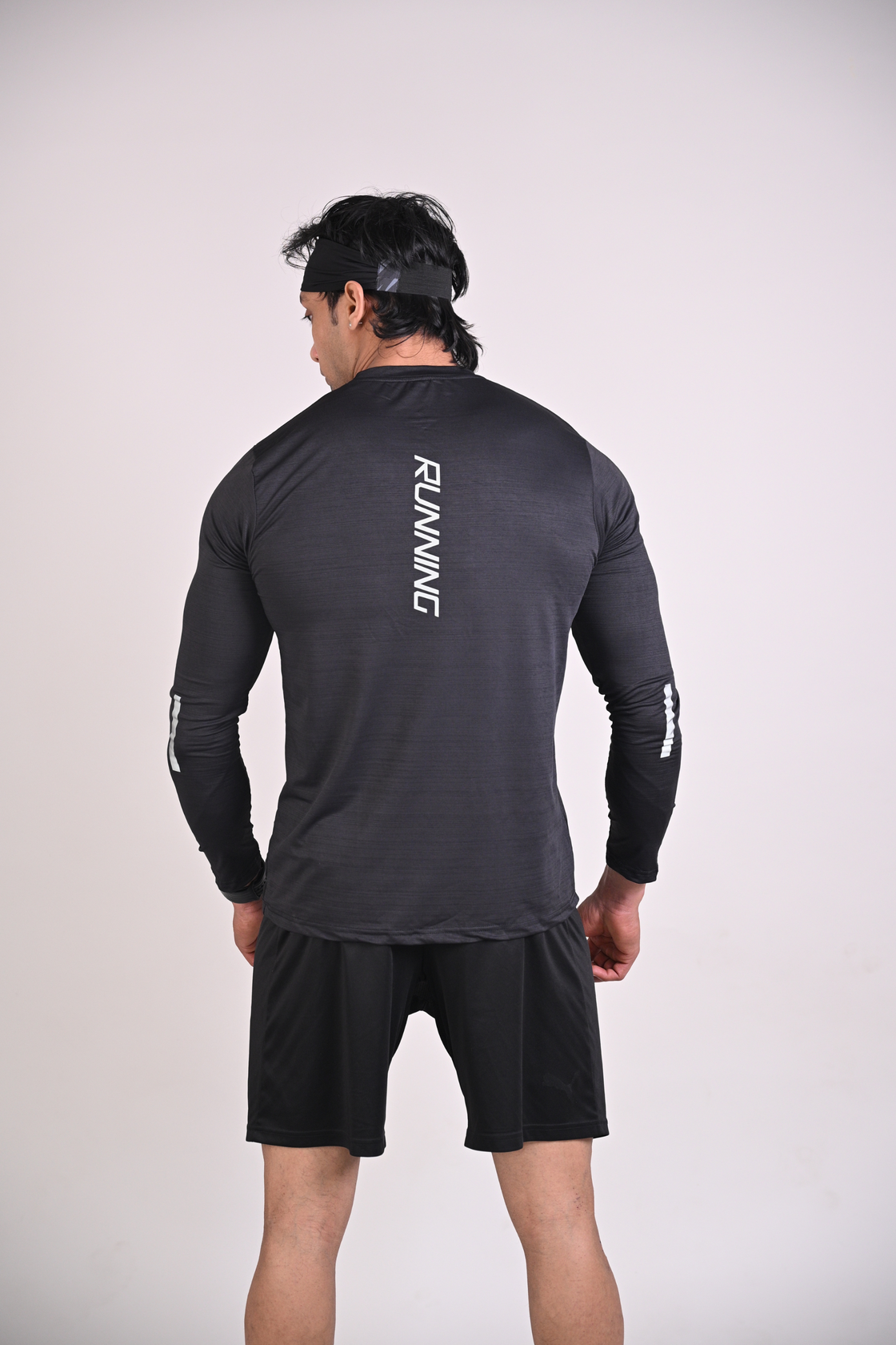 Men's Solid Full Sleeves T shirt - Black