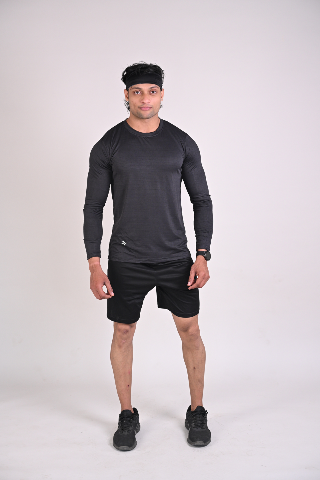 Men's Solid Full Sleeves T shirt - Black