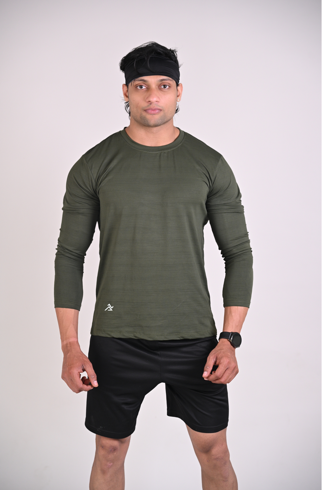 Men's Solid Full Sleeves T shirt - Olive