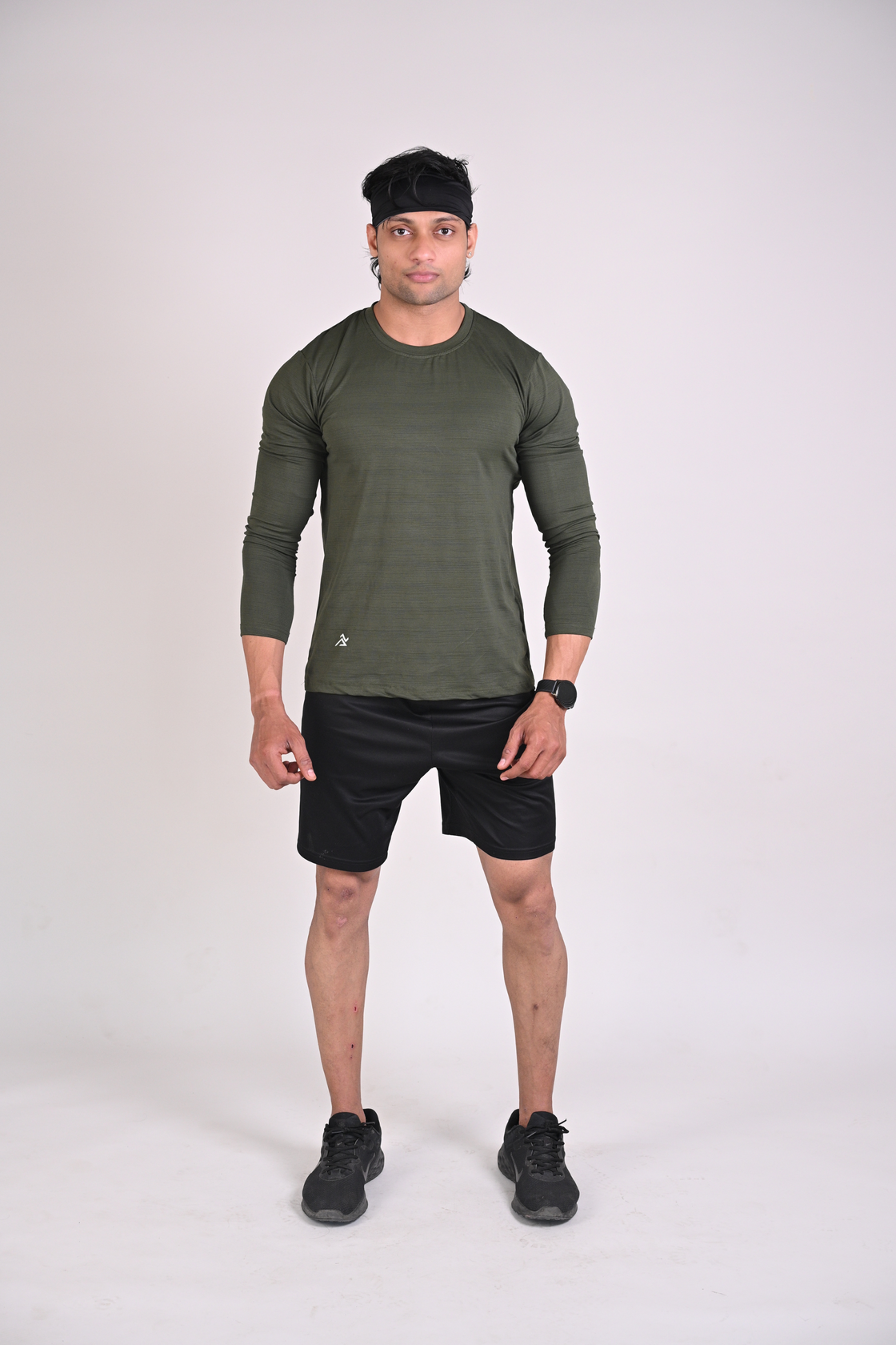 Men's Solid Full Sleeves T shirt - Olive