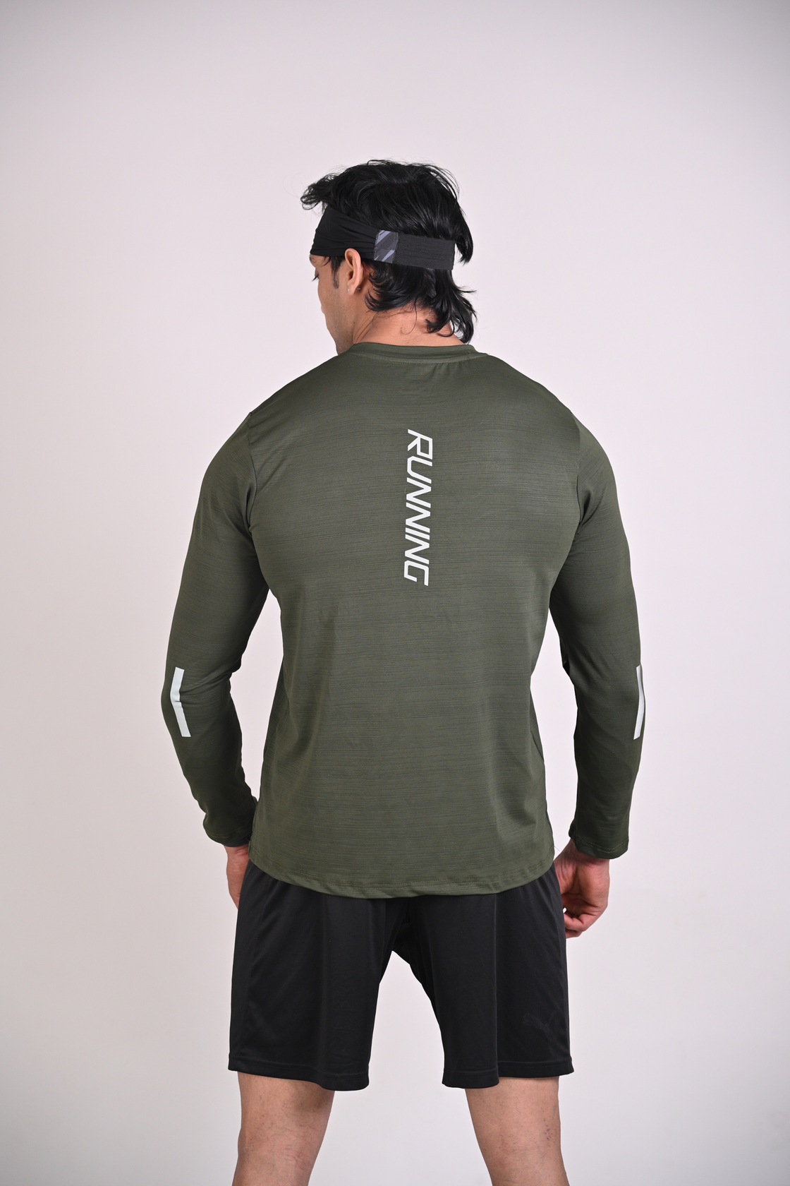 Men's Solid Full Sleeves T shirt - Olive