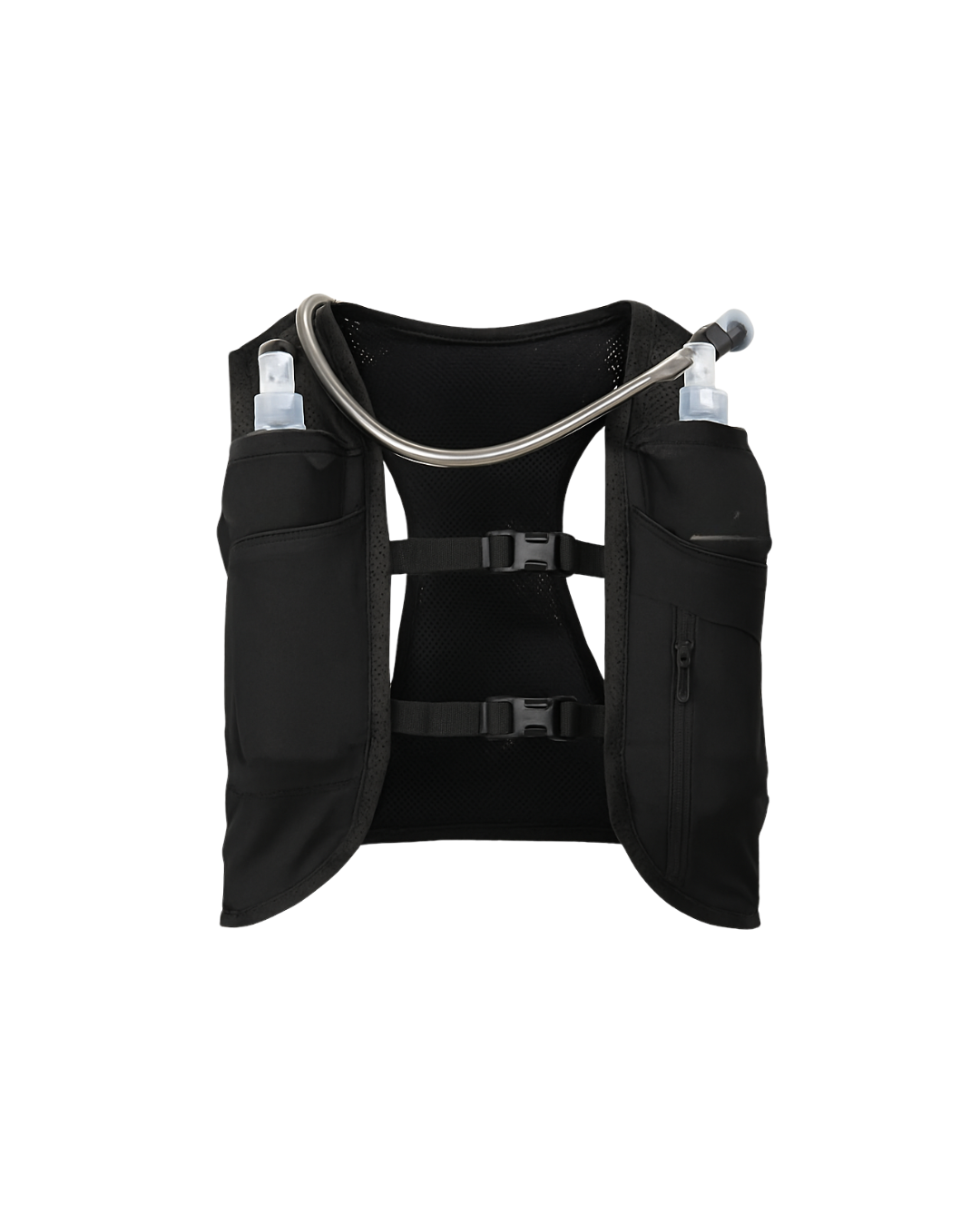 Unisex 8 Litres Black Hydration Vest (With 2x500ML Soft Flasks + 1x2L Reservoir)