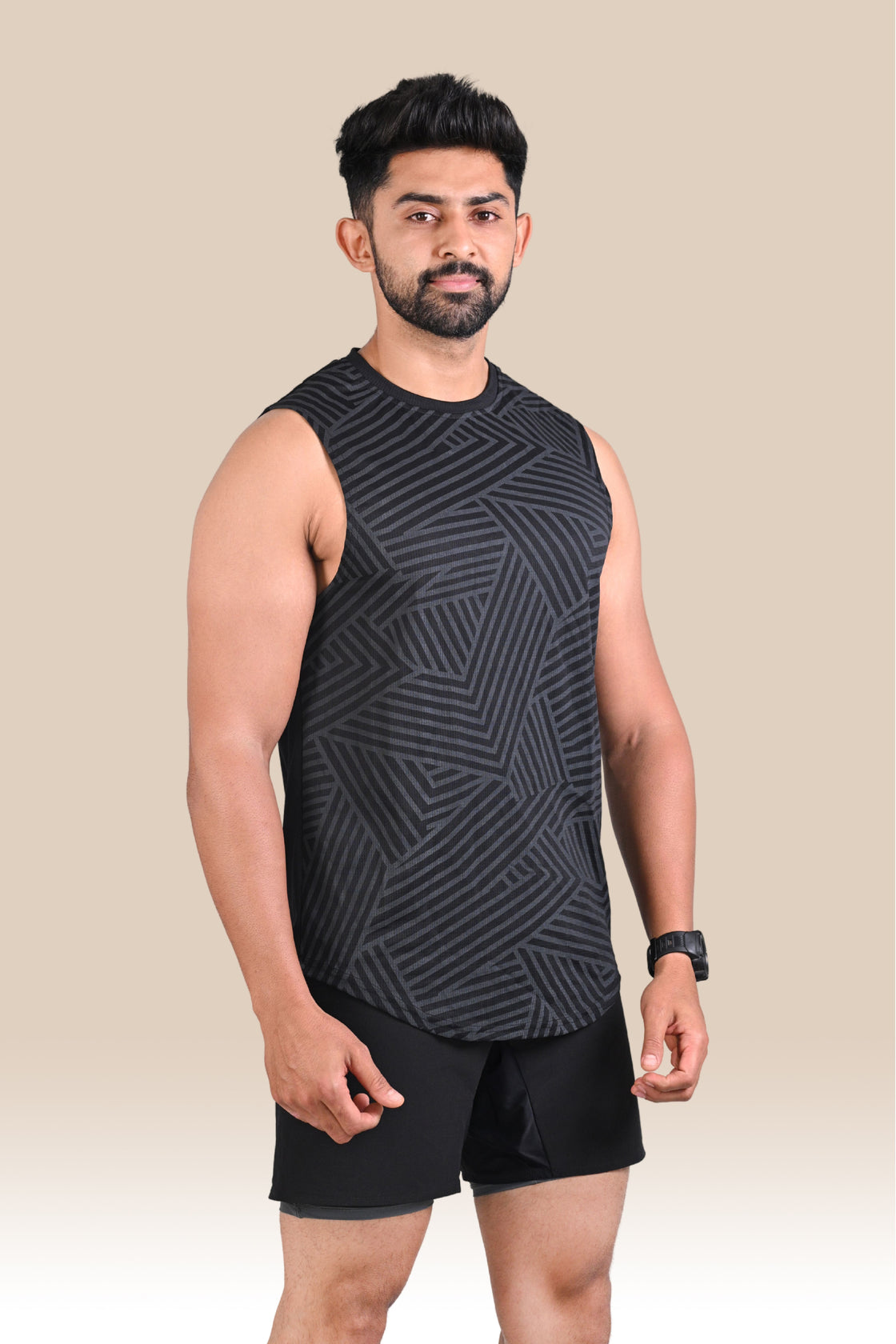 Men's Graphic Tank Top - Black & Grey