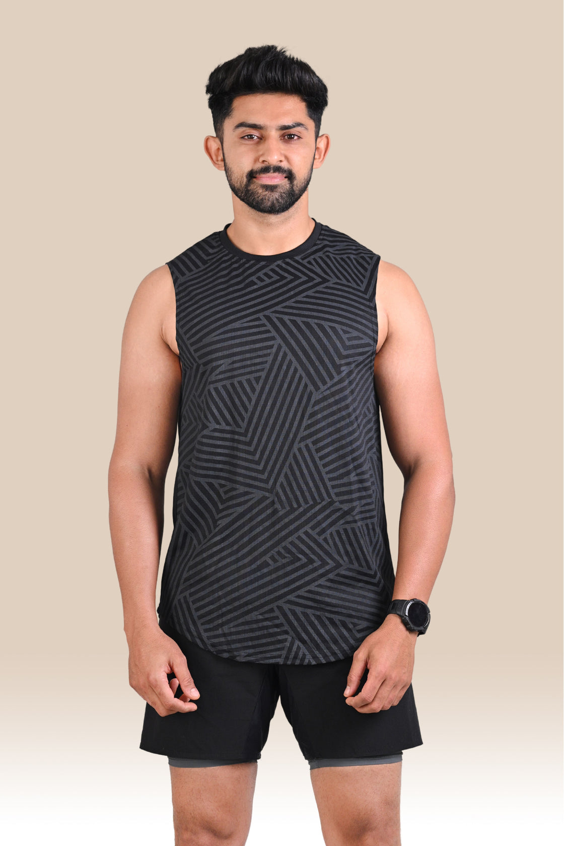 Men's Graphic Tank Top - Black & Grey