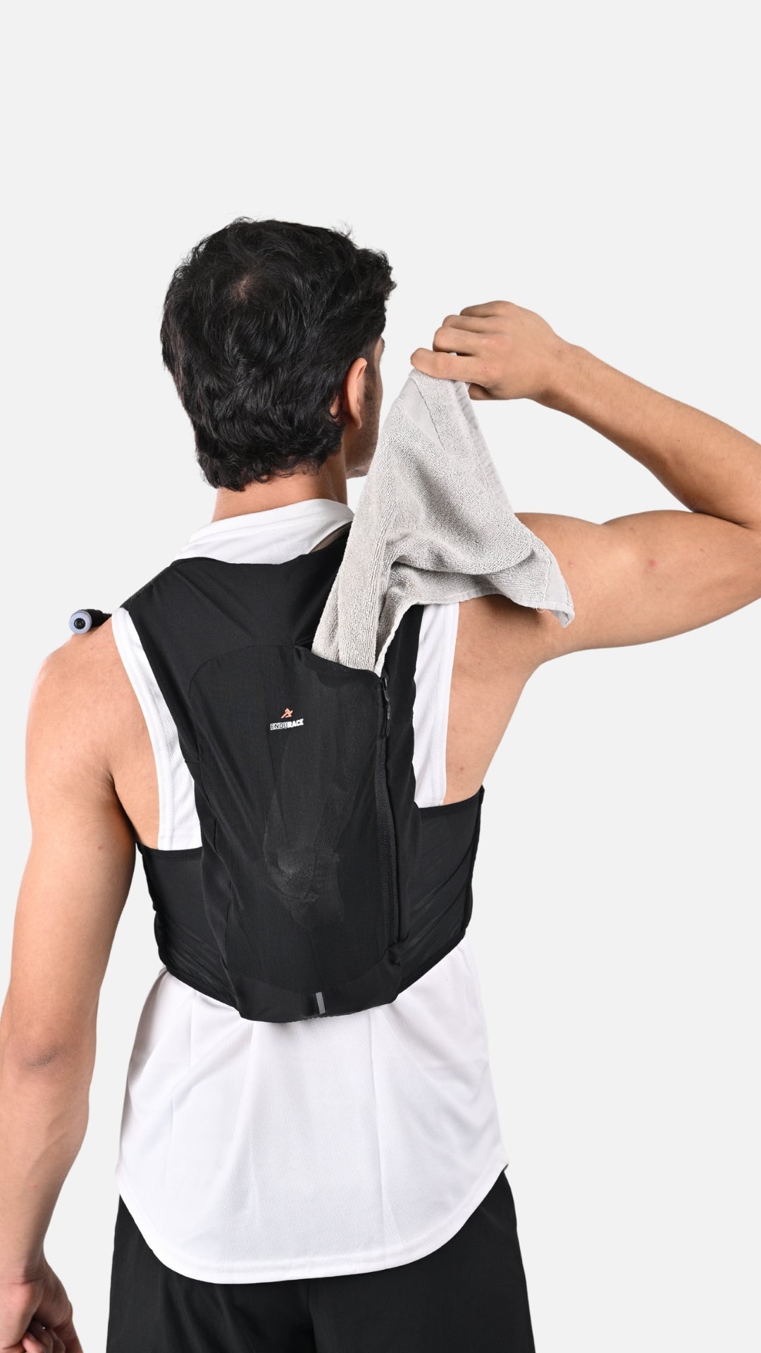 Unisex 8 Litres Black Hydration Vest (With 2x500ML Soft Flasks + 1x2L Reservoir)