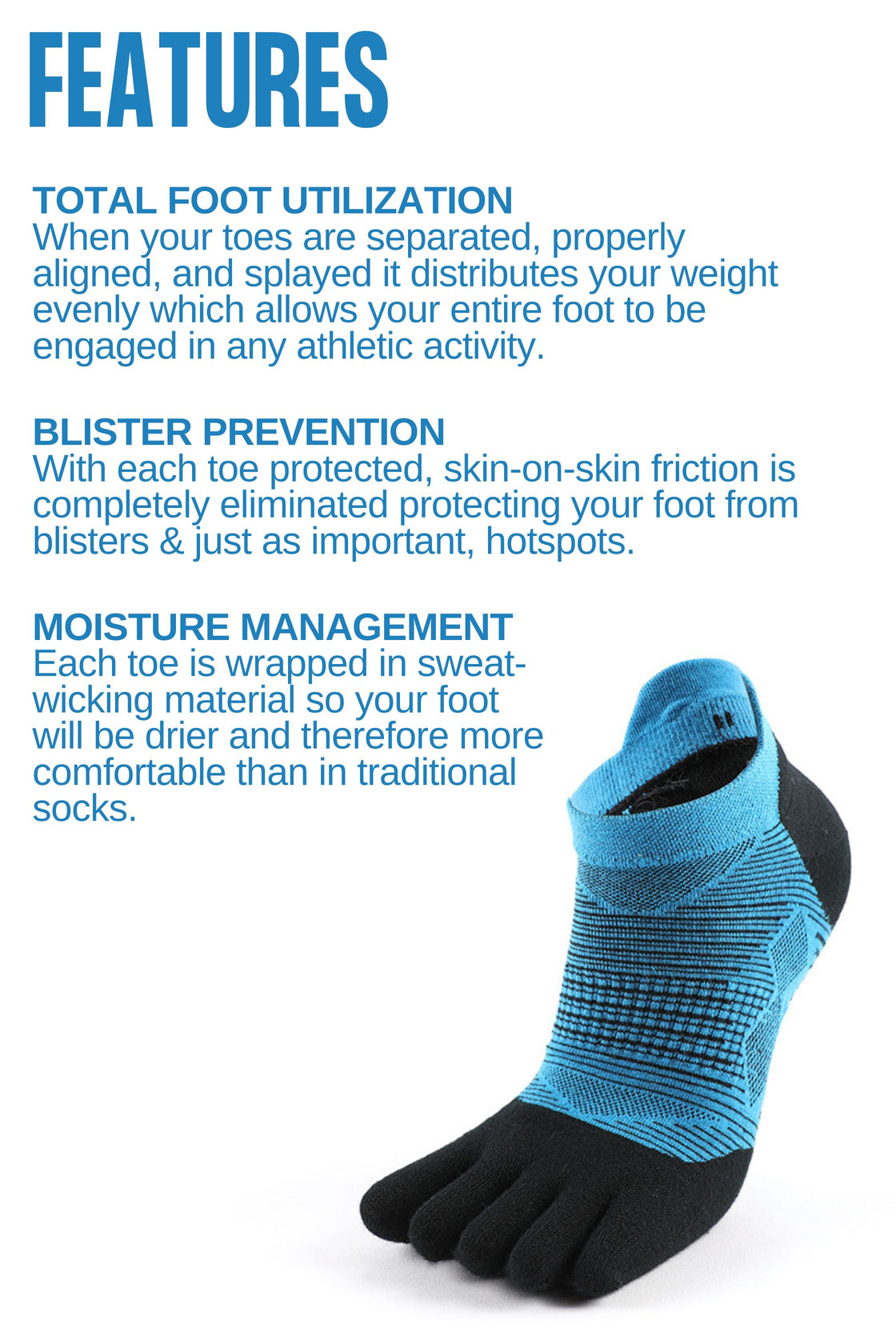 Five Finger Toe Socks - Blue