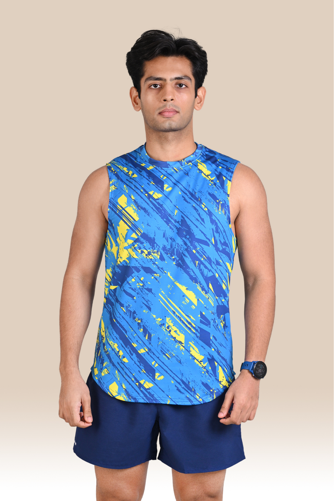 Men's Graphic Tank Top - Blue and Yellow