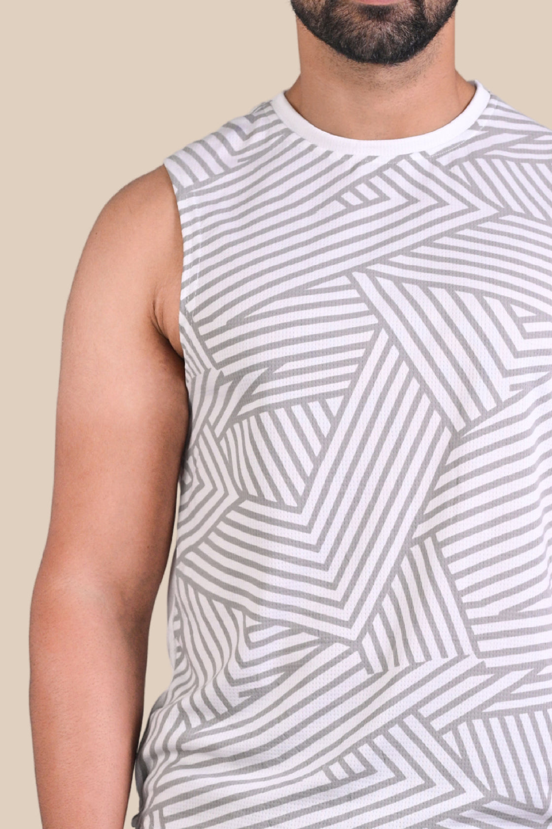 Men's Graphic Tank Top - White & Grey