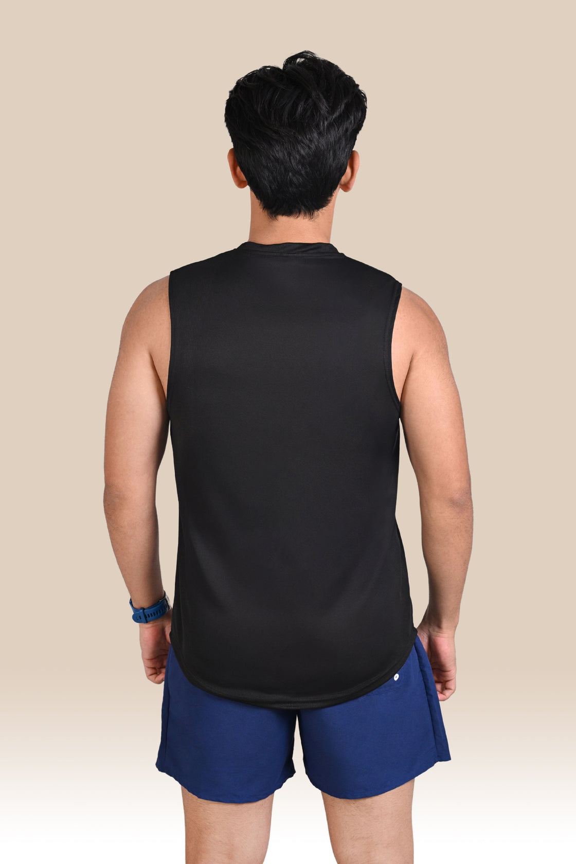 Men's Solid Breathable Tank Top - Black