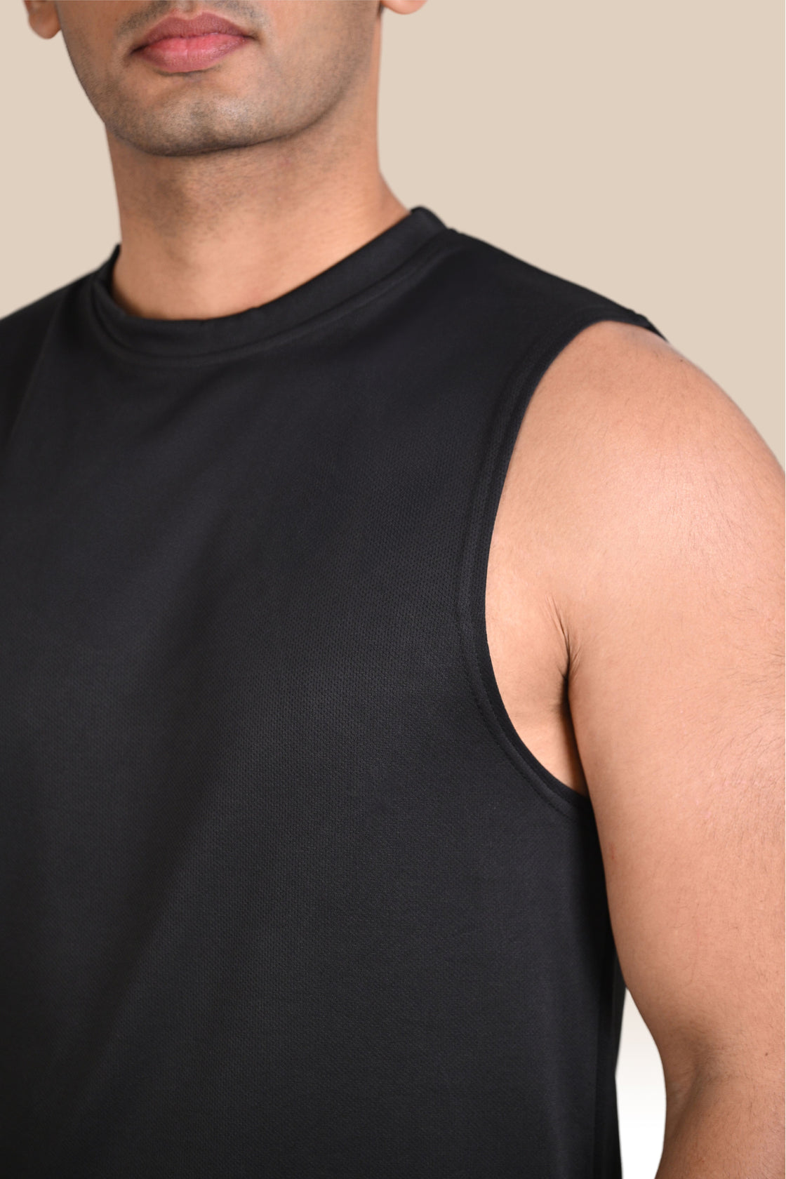 Men's Solid Breathable Tank Top - Black