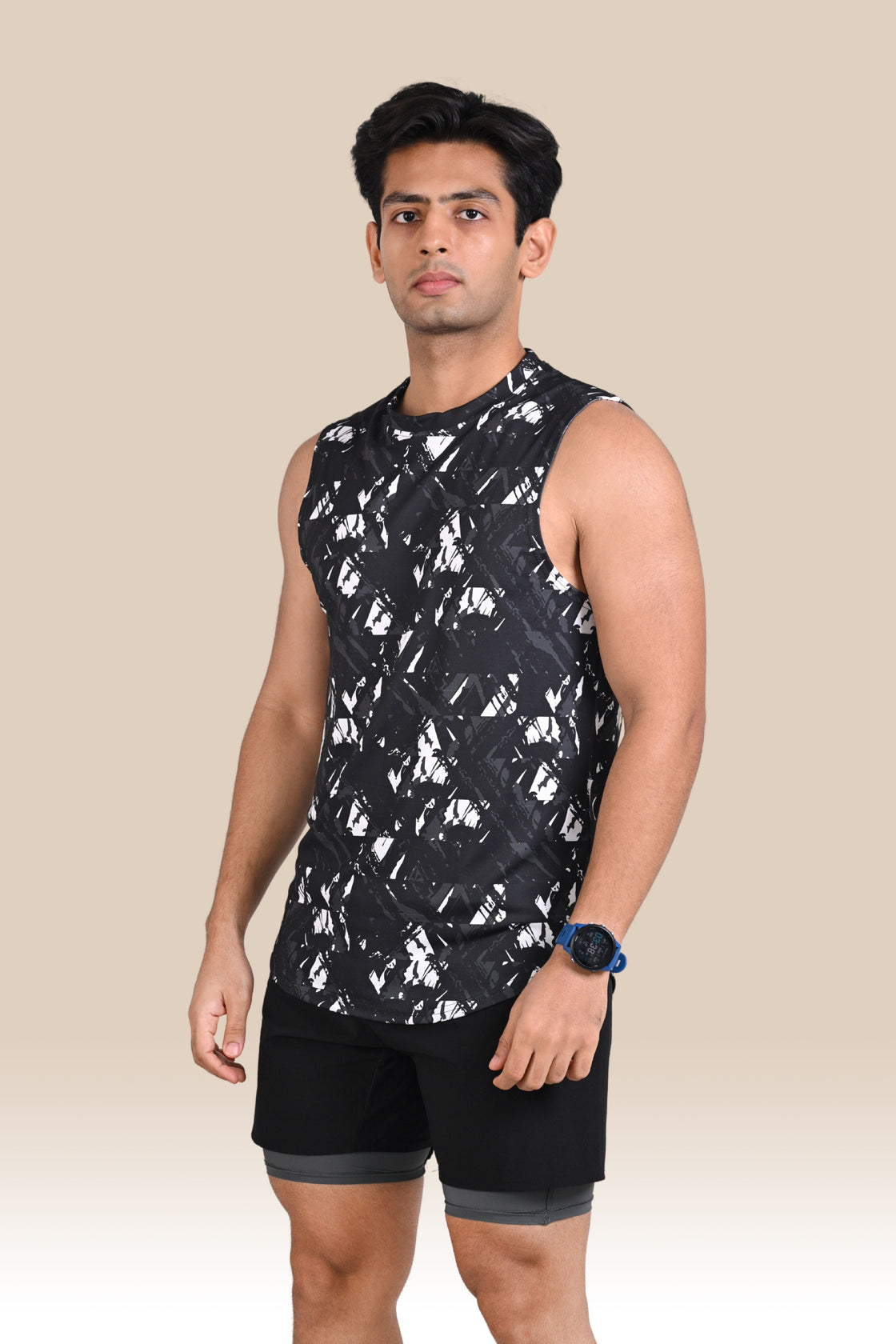 Men's Graphic Tank Top - Black & White