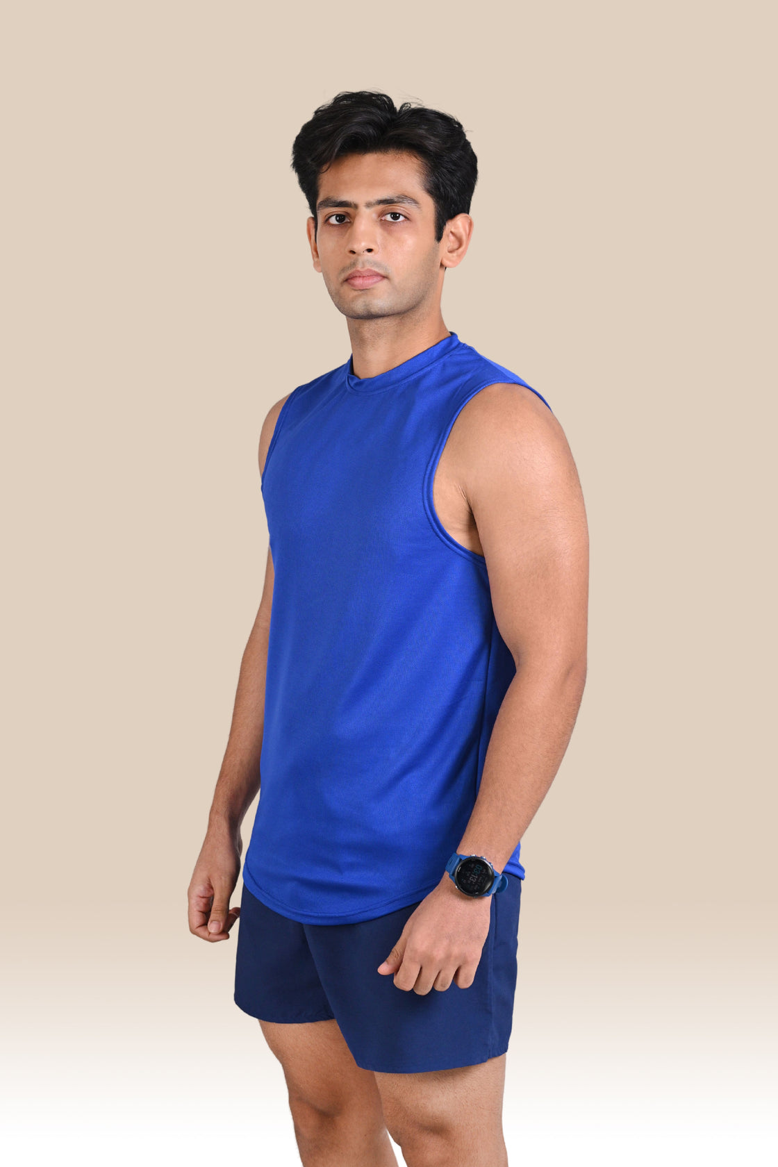 Men's Solid Breathable Tank Top - Blue