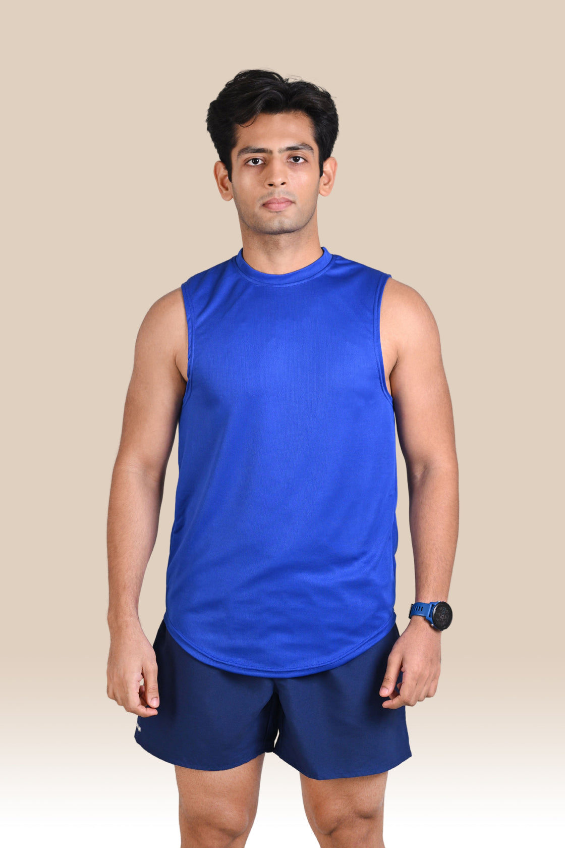 Men's Solid Breathable Tank Top - Blue