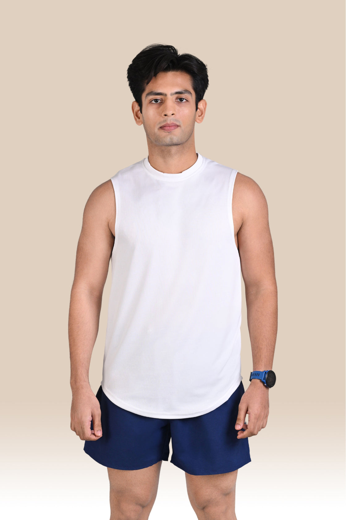 Men's Solid Breathable Tank Top - White