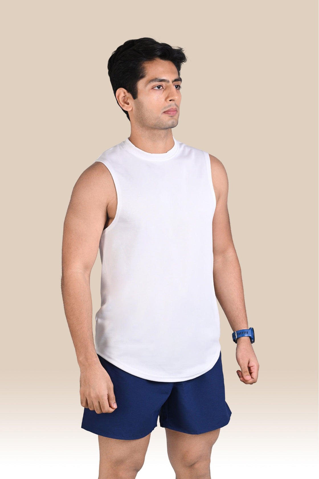 Men's Solid Breathable Tank Top - White