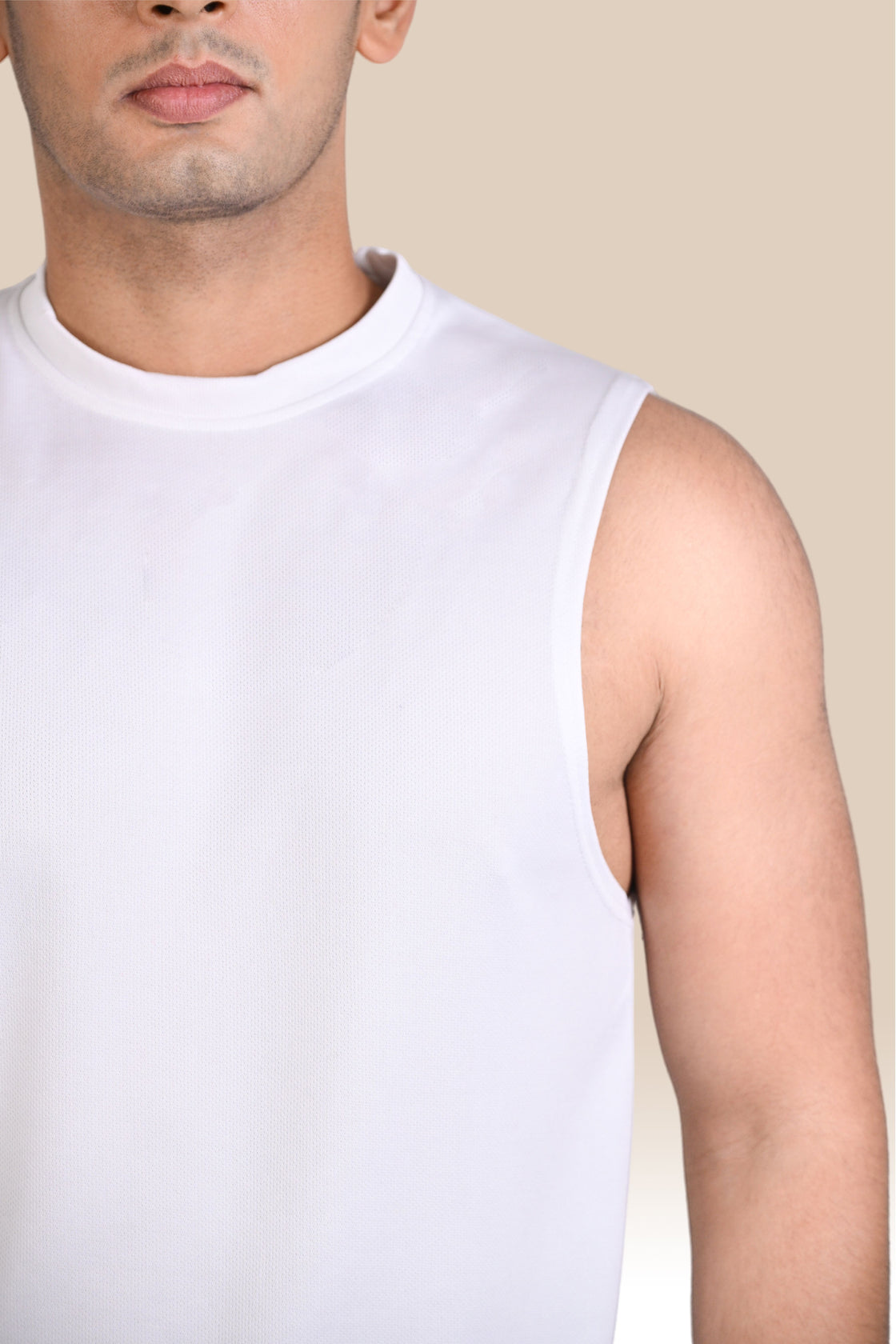 Men's Solid Breathable Tank Top - White