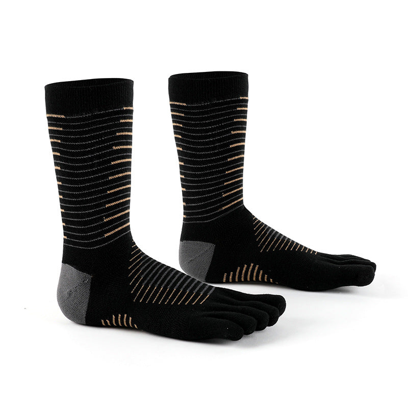 Five Finger Crew Length Toe Socks - Black