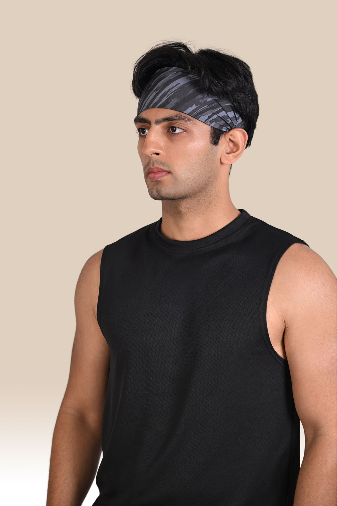 Running Head Band - Black Printed