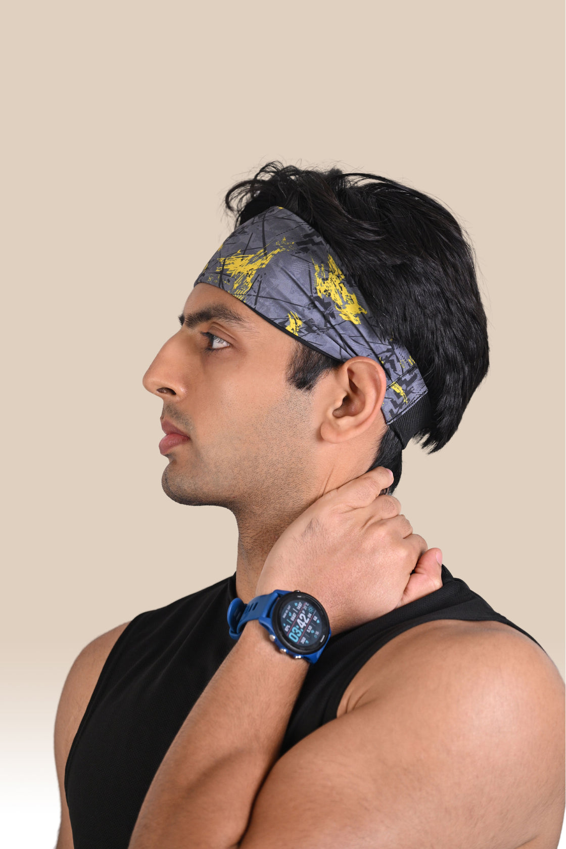 Running Head Band - Grey Printed