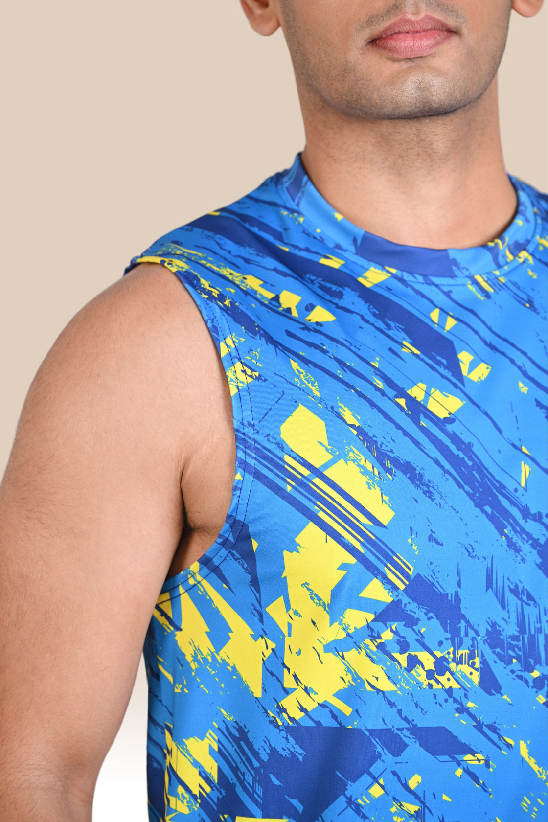 Men's Graphic Tank Top - Blue and Yellow